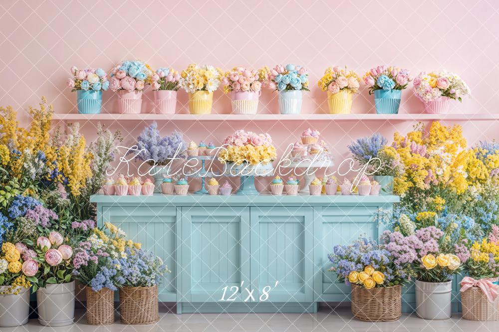 Kate Spring Floral Cupcake Pastel Cabinet Backdrop Designed by Emetselch
