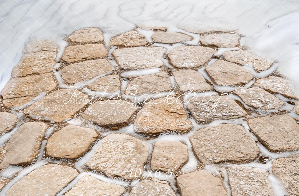 Kate Winter Cobblestone Snow Floor Backdrop Designed by Kate Image
