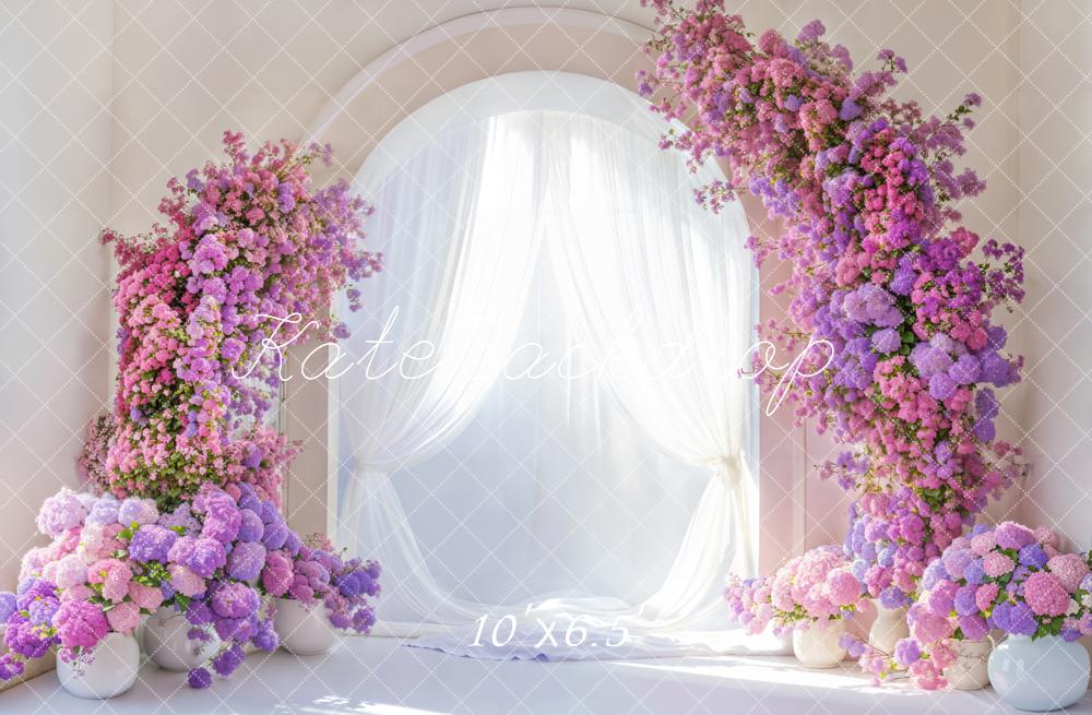 Minimalist Arch Curtain Flower Arch Pink Foto Achtergrond Designed by Emetselch