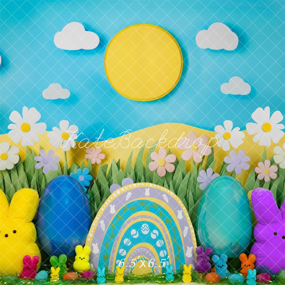 Fondo de arcoíris de conejo de Pascua Cake Smash diseñado por Mini MakeBelieve