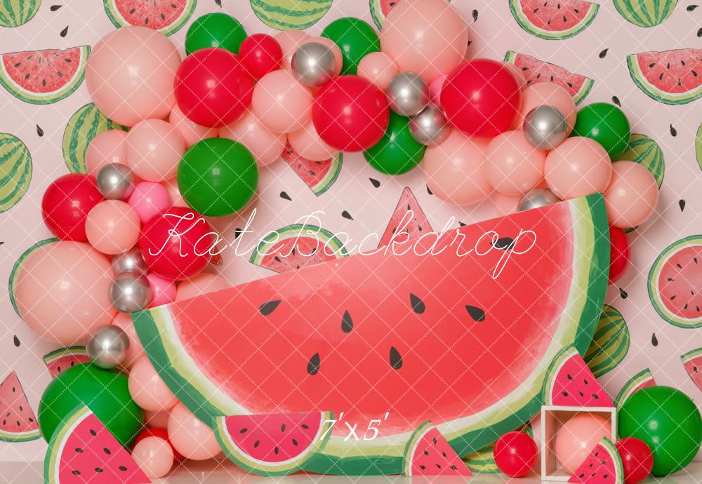 Kate Summer Watermelon Balloons Fruit Pattern Backdrop Designed by Emetselch
