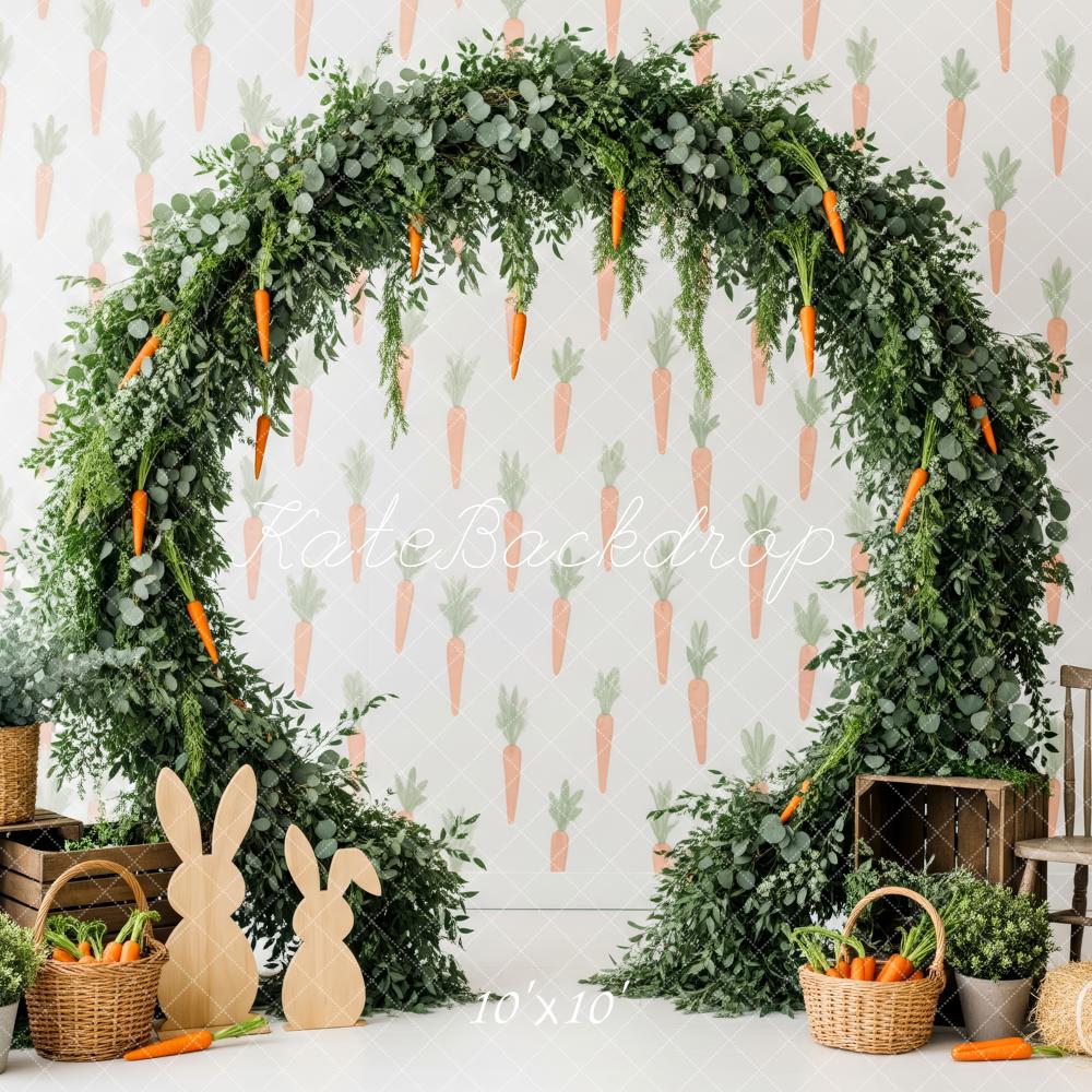 Kate Easter Bunny Carrot Flower Arch Greenery Backdrop Designed by Patty Roberts