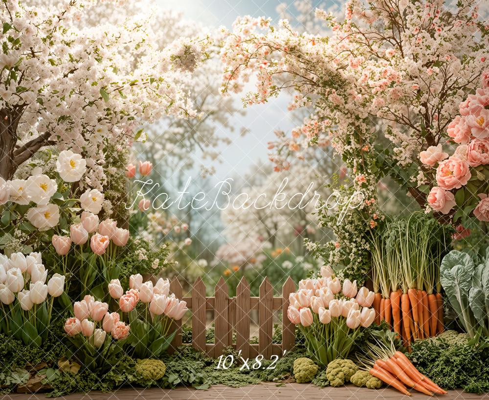 Kate Spring Easter Flower Arch Garden Fence Printed Backdrop Designed by Emetselch