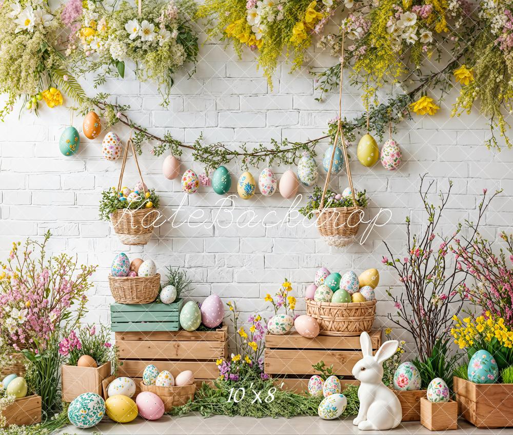 Kate Easter Floral Wooden Ladder Bunny Eggs Backdrop Designed by Emetselch