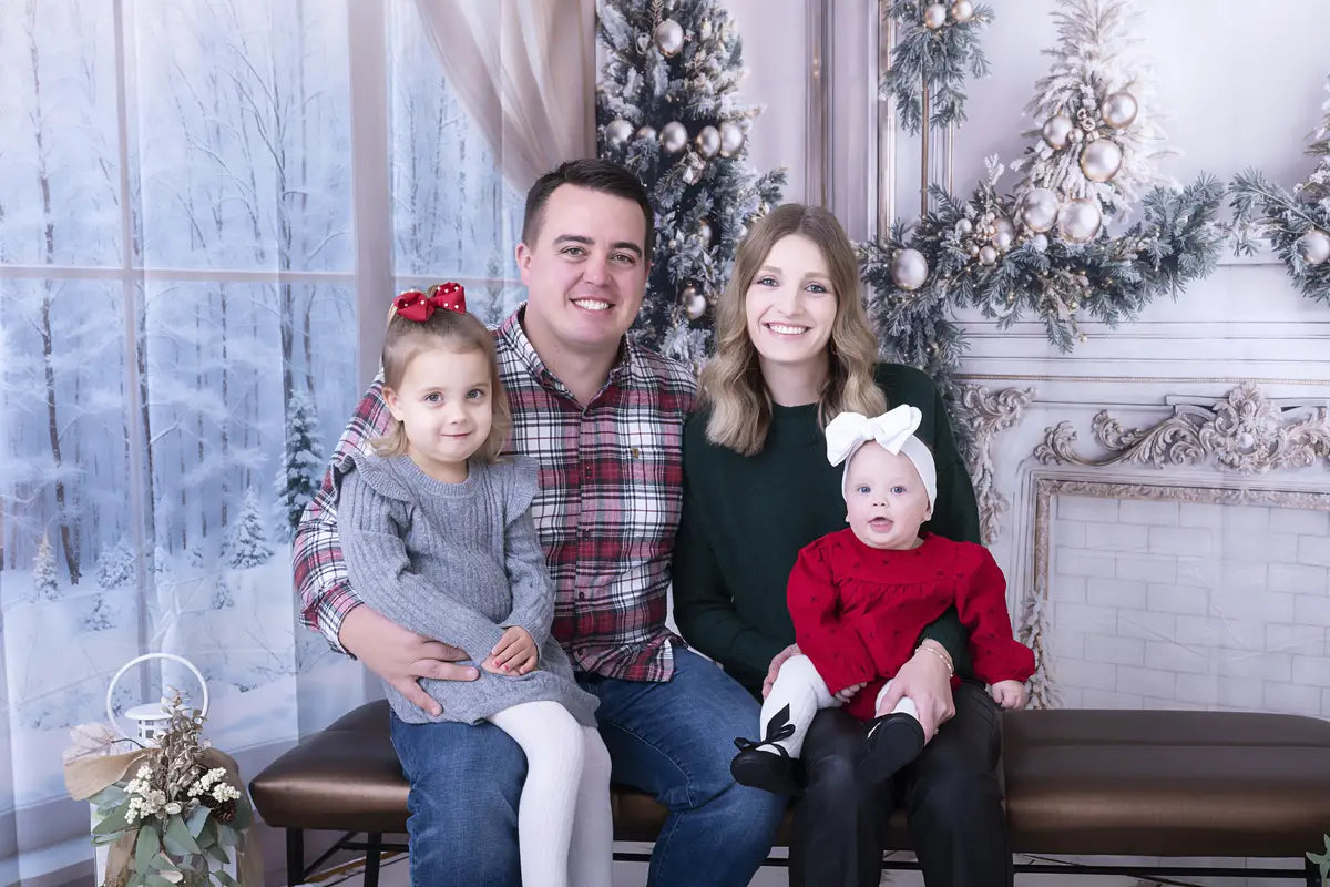 Kate Christmas White Window Wreath Backdrop Designed by Emetselch