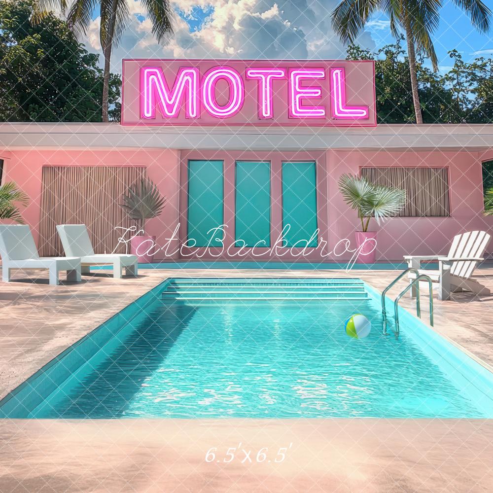 Fondo de piscina del motel de verano rosa Diseñado por Mini MakeBelieve