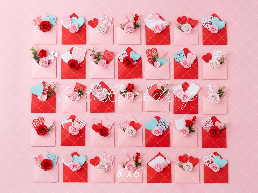 Kate Valentine's Day Envelopes Hearts Flowers Backdrop Designed by Patty Roberts