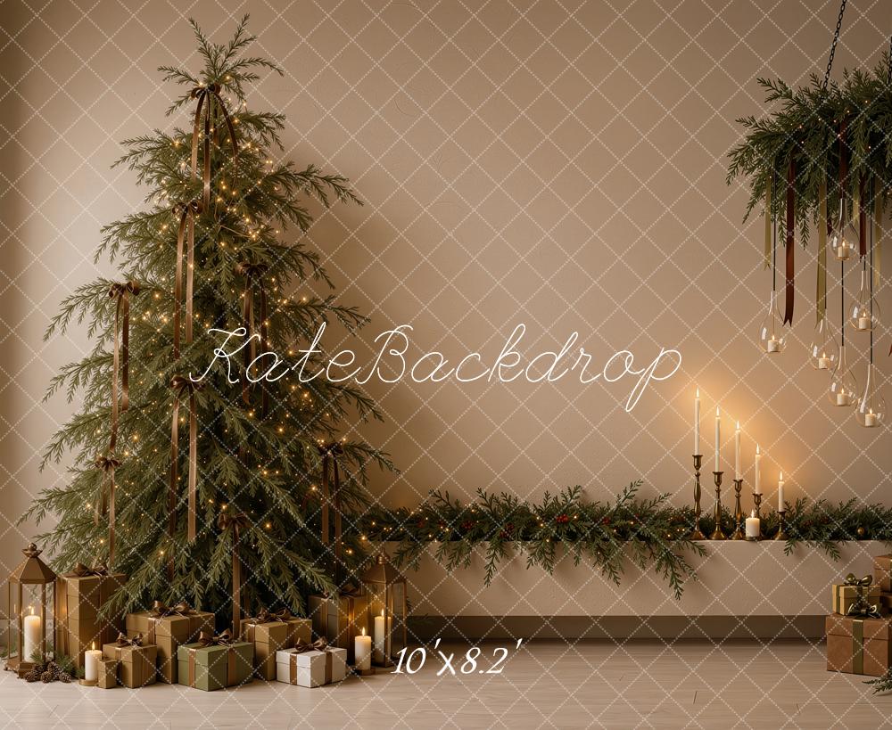 Kate Christmas Tree Candlelight Garland Printed Backdrop Designed by Ashley Ward