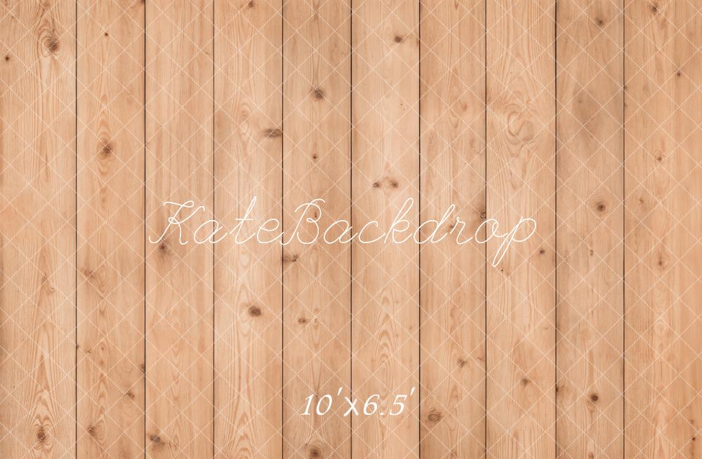 Kate Light Brown Wood Plank Floor Printed Backdrop Designed by Emetselch