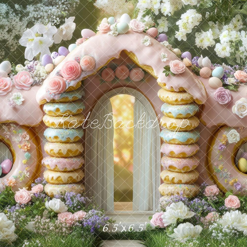 Kate Easter Sweets Donut Bunny House Backdrop Designed by Mini MakeBelieve