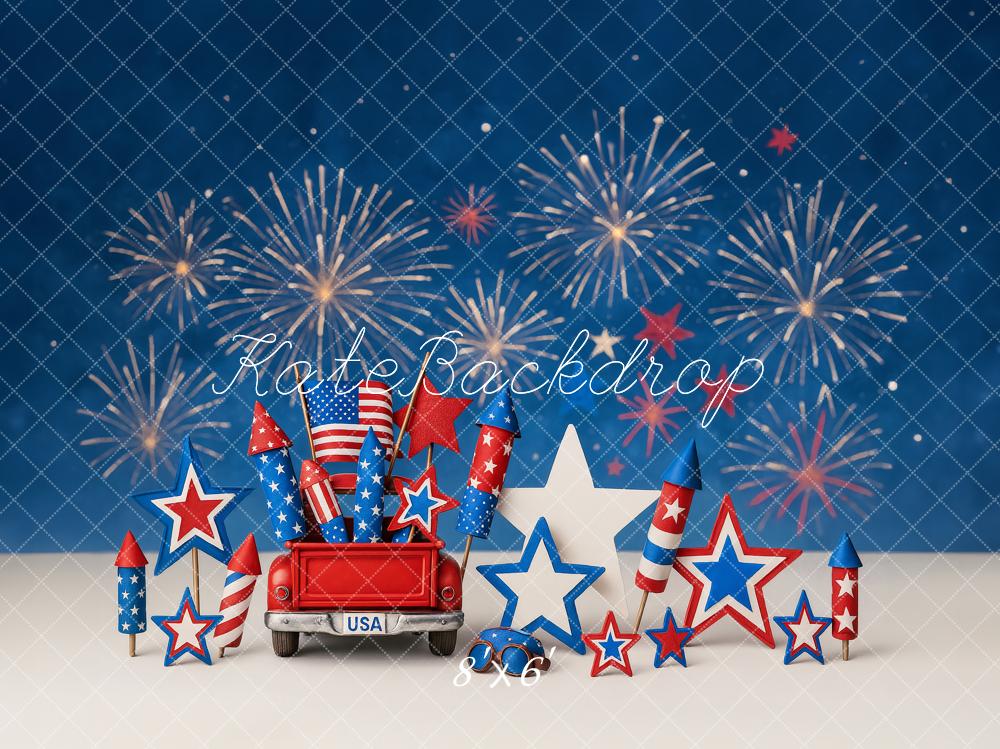 Kate Independence Day Cake Smash Fireworks Stars Backdrop Designed by Ashley Paul