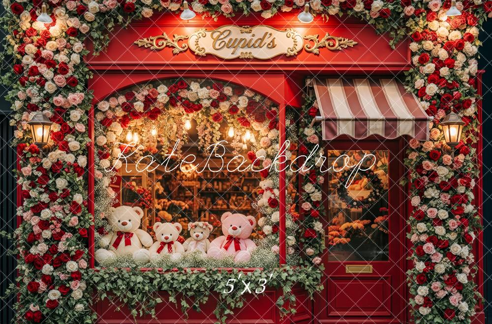 Kate Valentine's Day Flower Shop Teddy Bears Red Roses Backdrop Designed by Patty Roberts