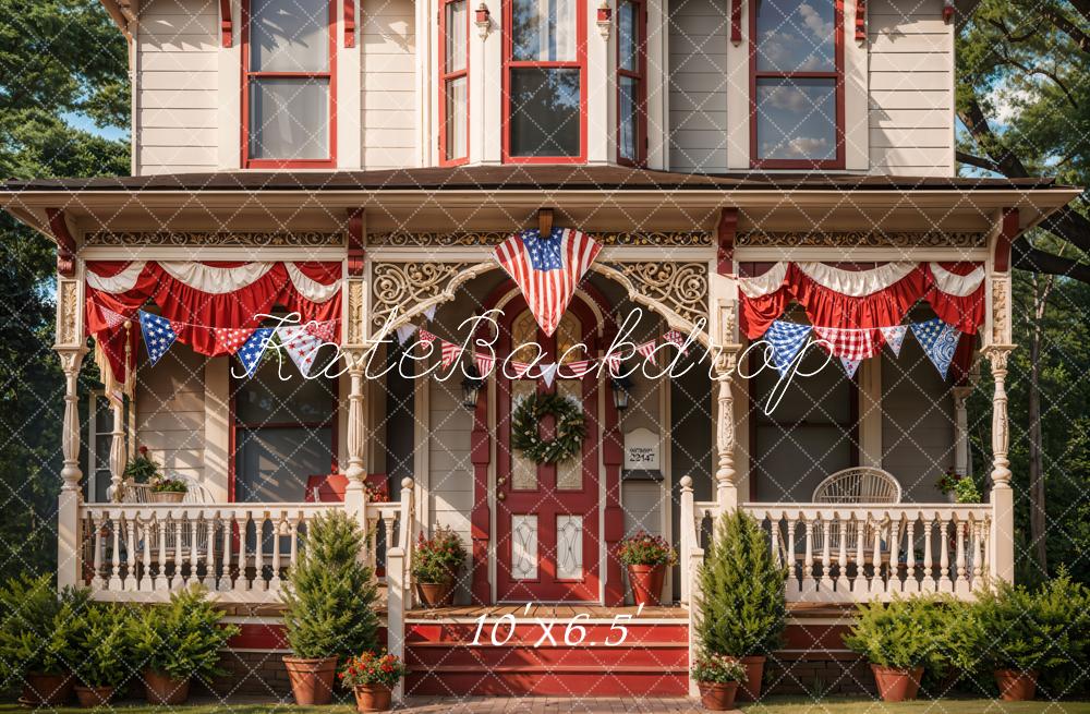 Kate Independence Day Patriotic House Flag Backdrop Designed by Emetselch