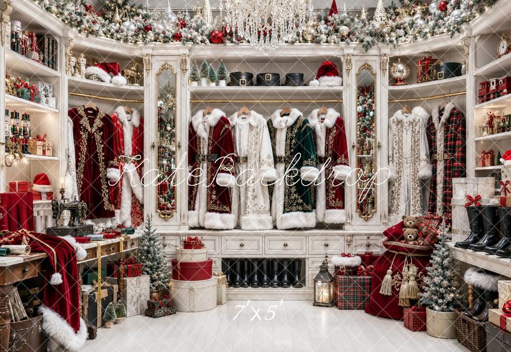 Kate Christmas Santa Wardrobe Boutique Printed Backdrop Designed by Ashley Paul