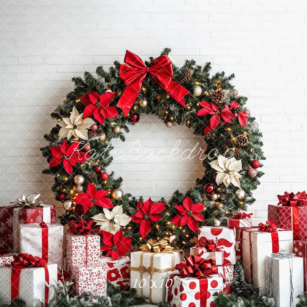 Regalos de Corona de Navidad Rojo y Blanco Diseñado por Patty Roberts
