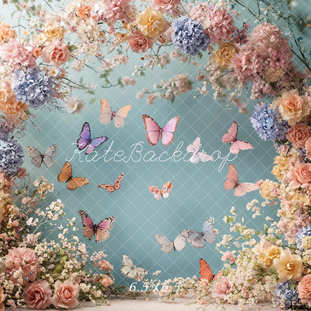 Arco de Flores de Primavera Mariposa Fondo