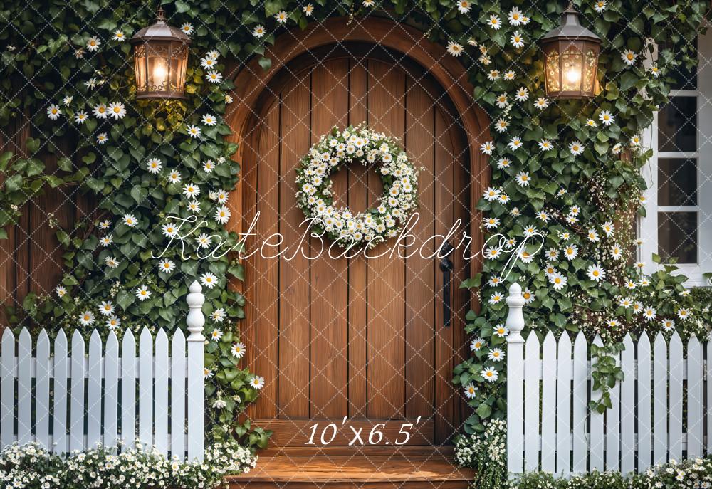 Kate Spring Ivy Floral Wood Door Wreath Backdrop Designed by Emetselch