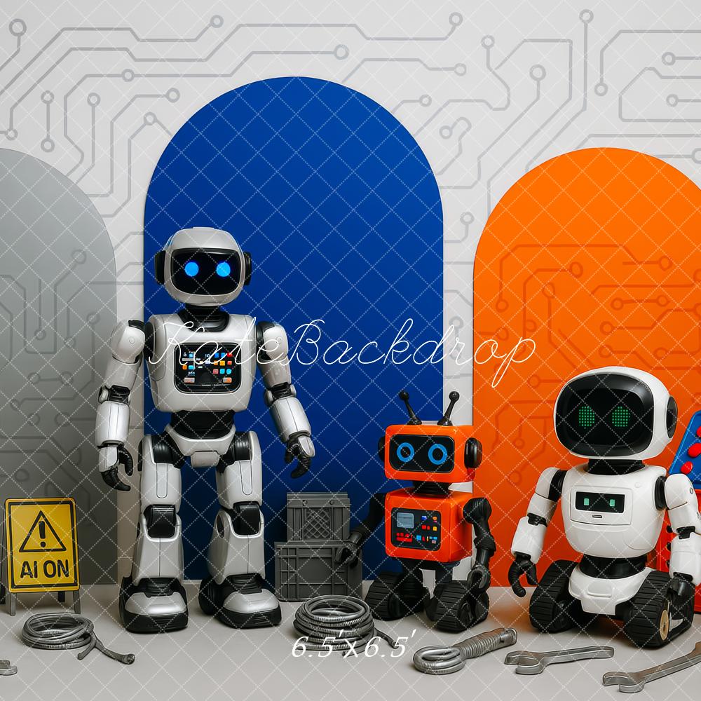 Kate Birthday Futuristic Robot Circuit Science Backdrop Designed by Patty Roberts