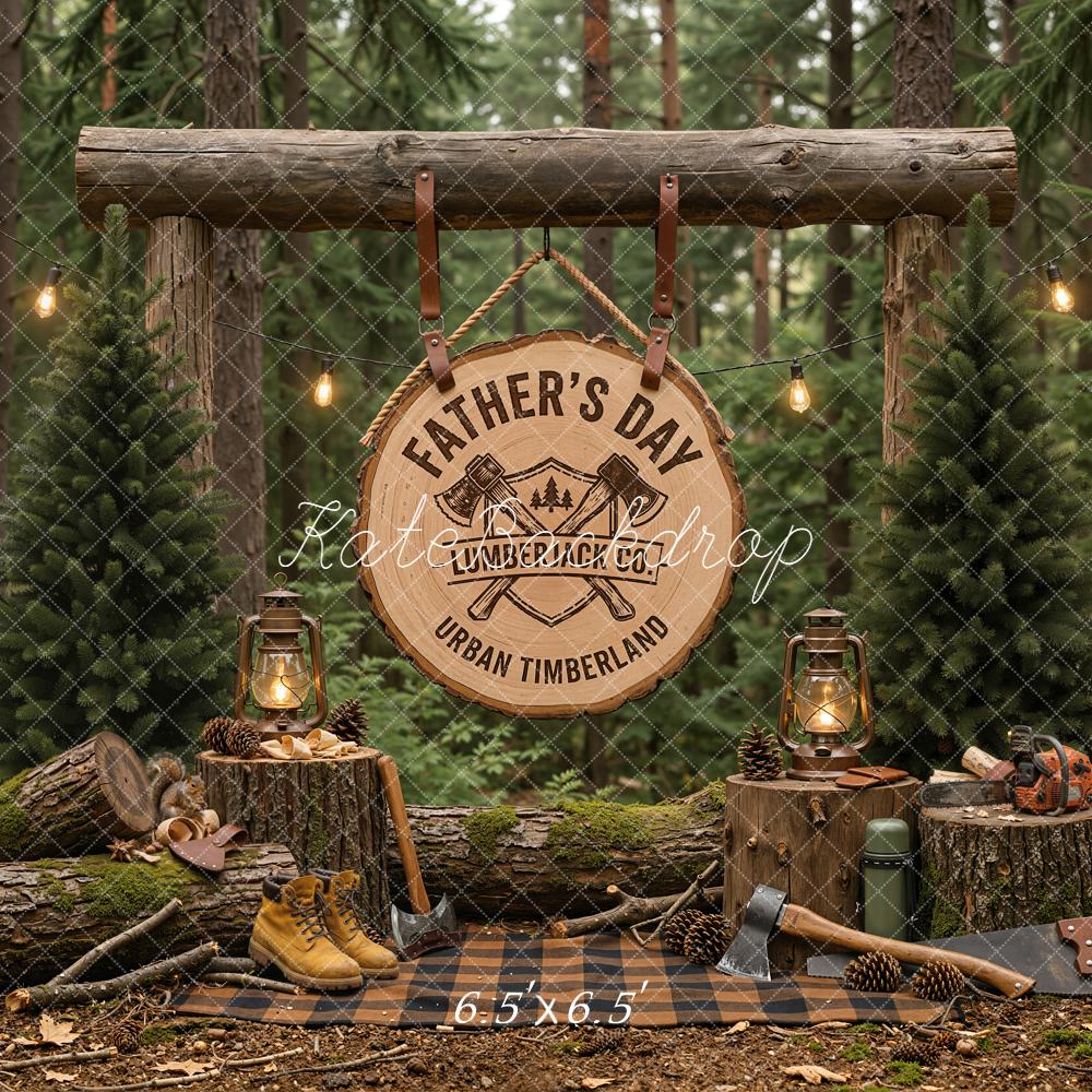 Kate Father's Day Lumberjack Forest Camp Printed Backdrop Designed by Emetselch