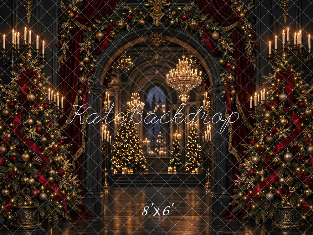 Kate Christmas Hall Luxury Christmas Tree Archway Printed Backdrop Designed by Emetselch