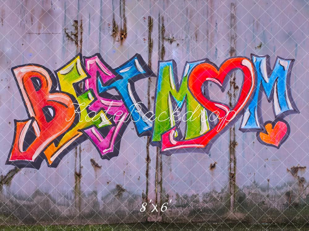 Kate Mother's Day Graffiti Best Mom Colorful Wall Backdrop Designed by Fantasyphotoart