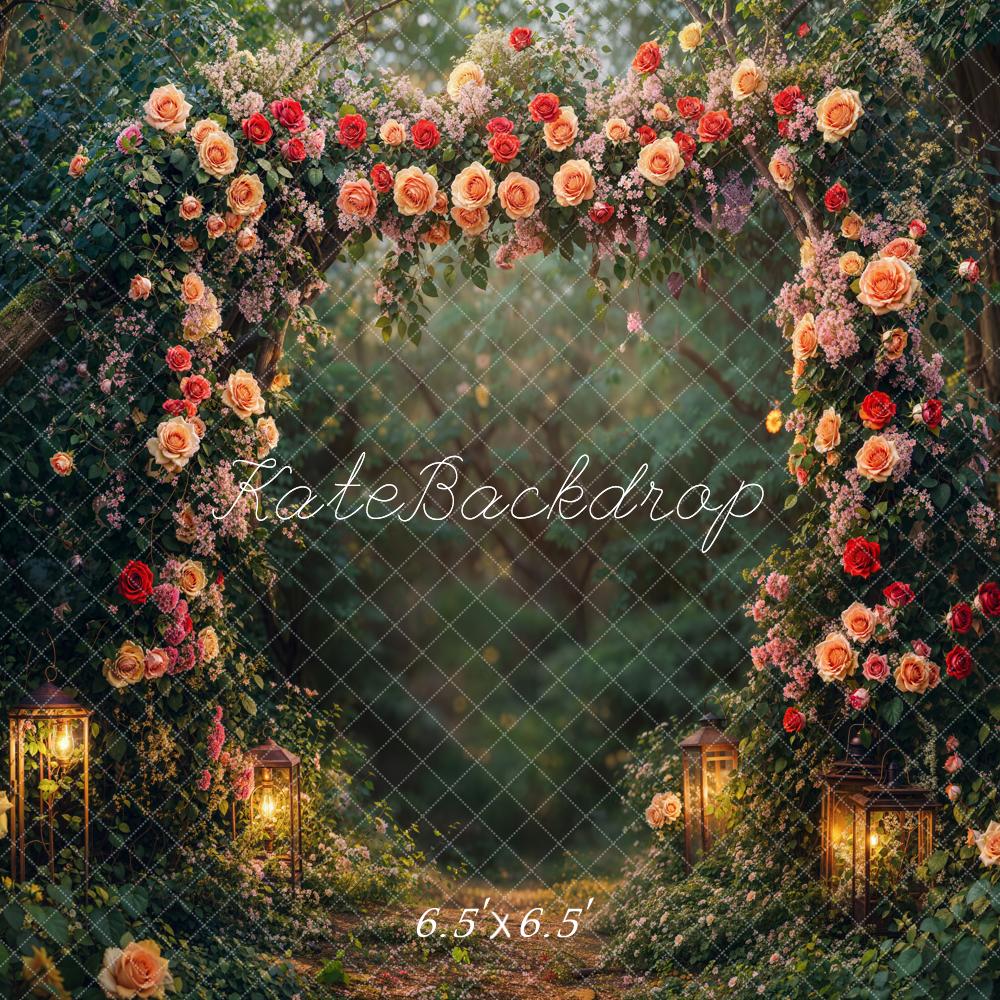 Valentine Flower Arch Lantern Forest Foto Achtergrond Designed by Emetselch