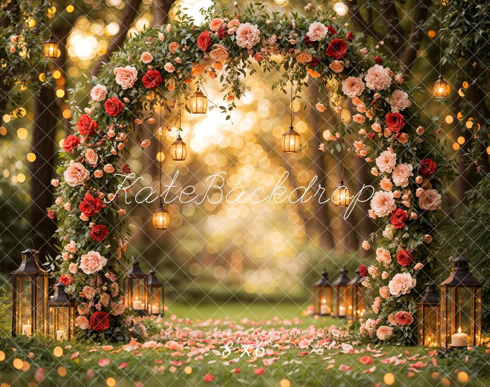 Kate Valentine Lantern Flower Arch Printed Backdrop Designed by Emetselch