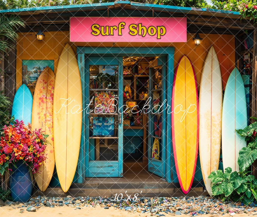 Kate Summer Beach Surf Shop Surfboards Backdrop Designed by Emetselch