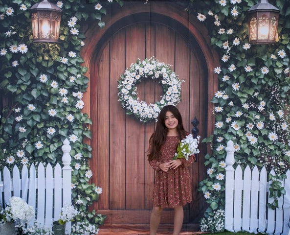 Kate Spring Ivy Floral Wood Door Wreath Backdrop Designed by Emetselch