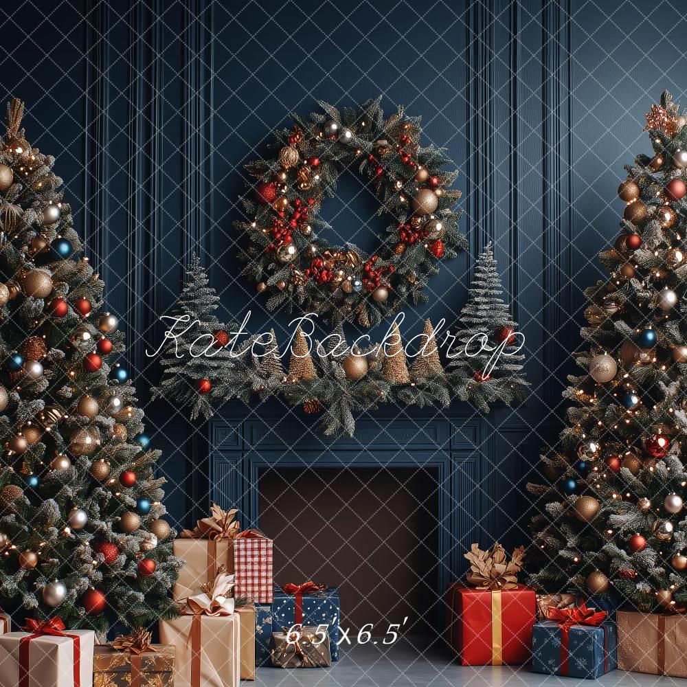 Kerstboomkrans Retro Foto Achtergrond Designed by Patty Roberts