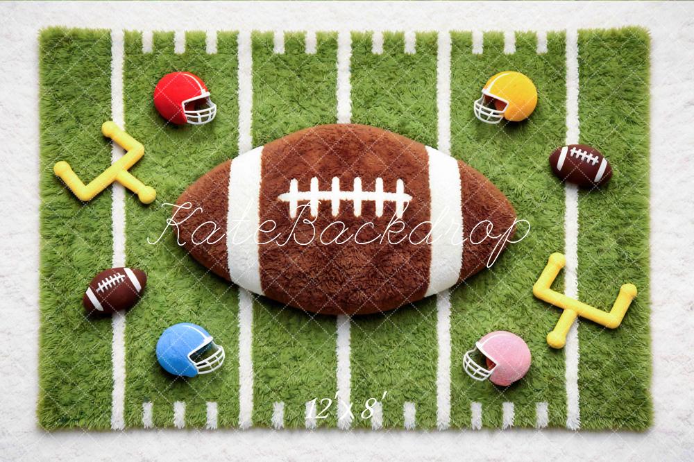 Kate Newborn Football Field Plush Ball Helmets Goalposts Printed Backdrop Designed by Mini MakeBelieve
