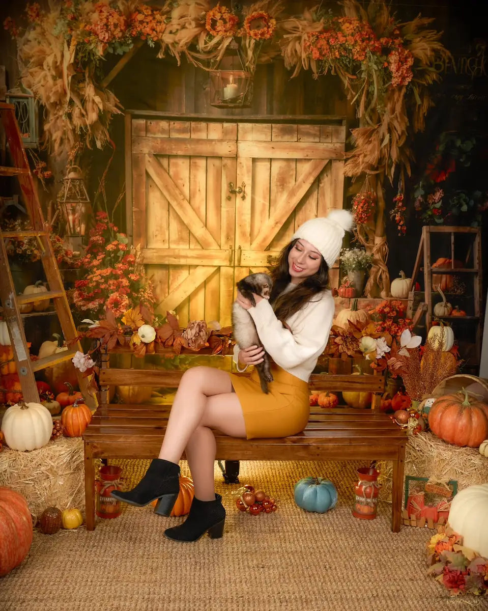 Kate Autumn Pumpkin Barn Backdrop Designed by Emetselch