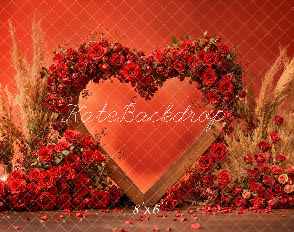 Fondo Boho de Corazón Rojo de Rosa Diseñado por Emetselch
