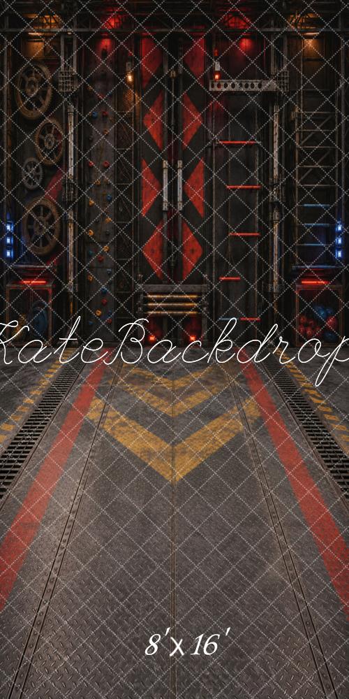 Kate Sweep Industrial Challenge Obstacle Course Warehouse Factory Printed Backdrop Designed by Vertigo Productions