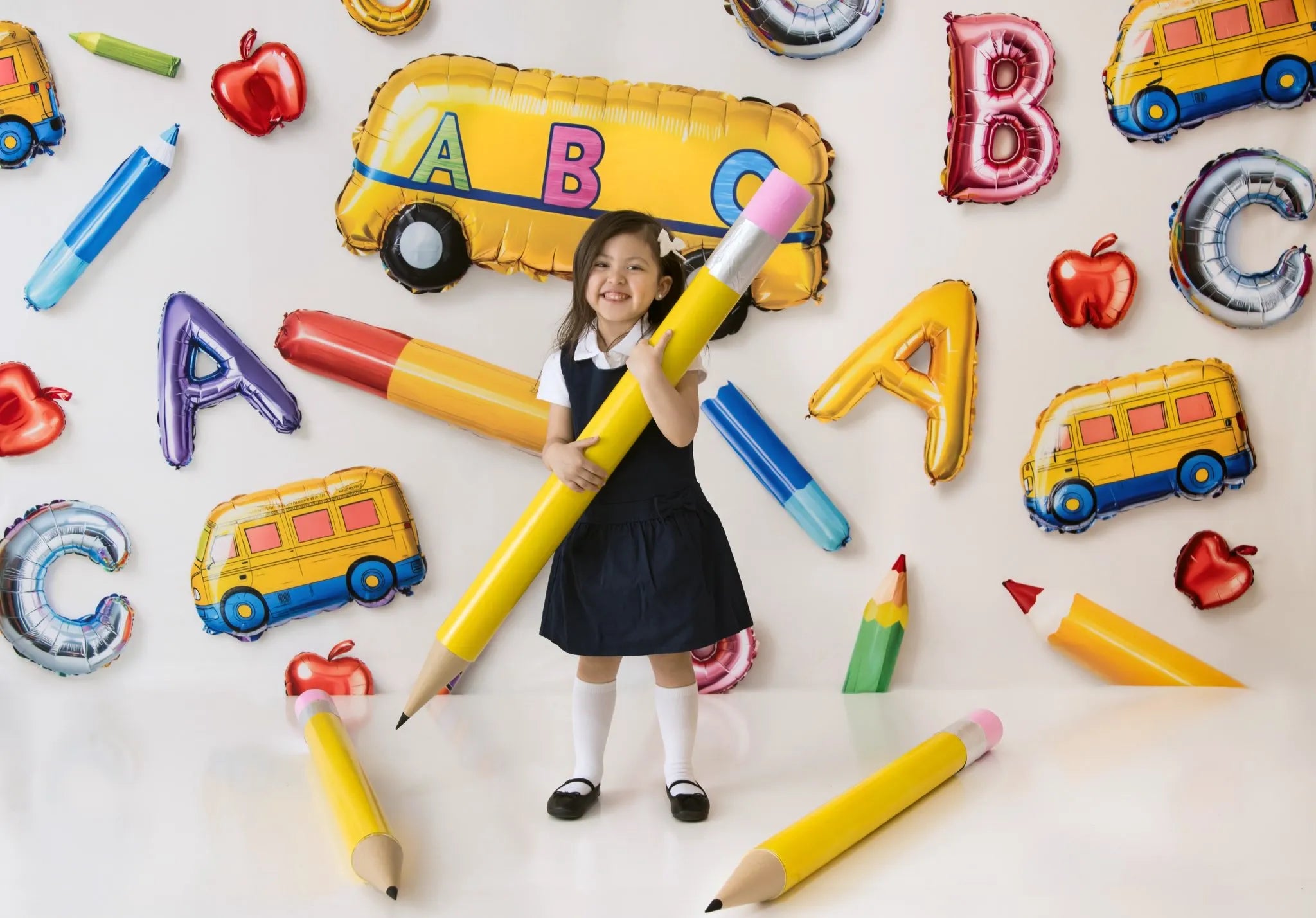 Kate Back to School Balloons Alphabet Bus Backdrop Designed by Emetselch