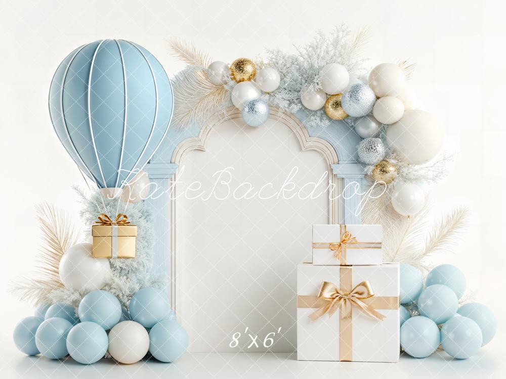 Kate Cake Smash Blue Balloon Gift Arch Present Ornaments Backdrop Designed by Chain Photography