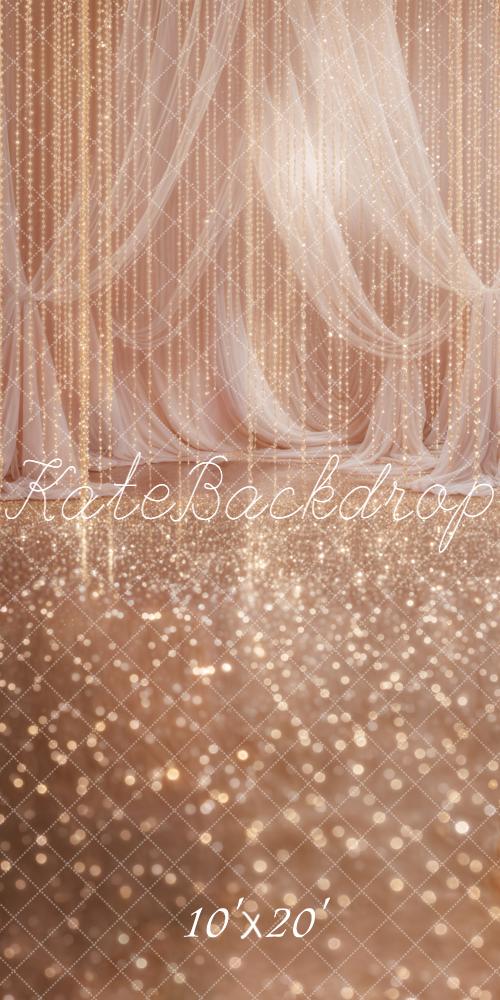 Kate Champagne Bokeh Drapes Fairy Lights Backdrop Designed by Emetselch