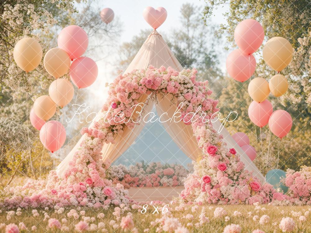 Kate Romantic Flower Arch Balloon Tent Backdrop Designed by Emetselch
