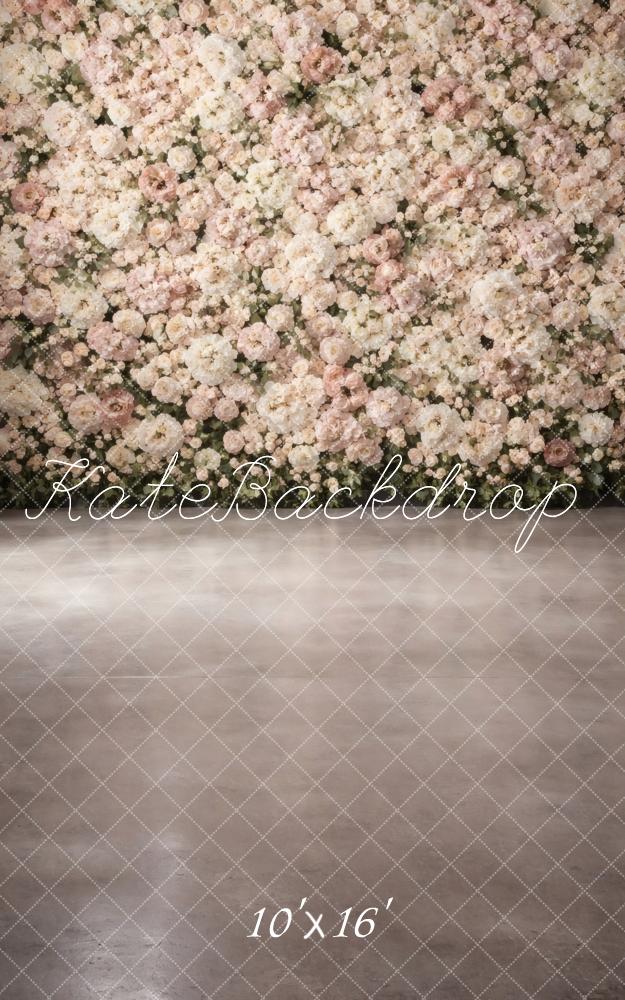 Kate Sweep Cream Flower Wall Floor Printed Backdrop Designed by Vertigo Productions