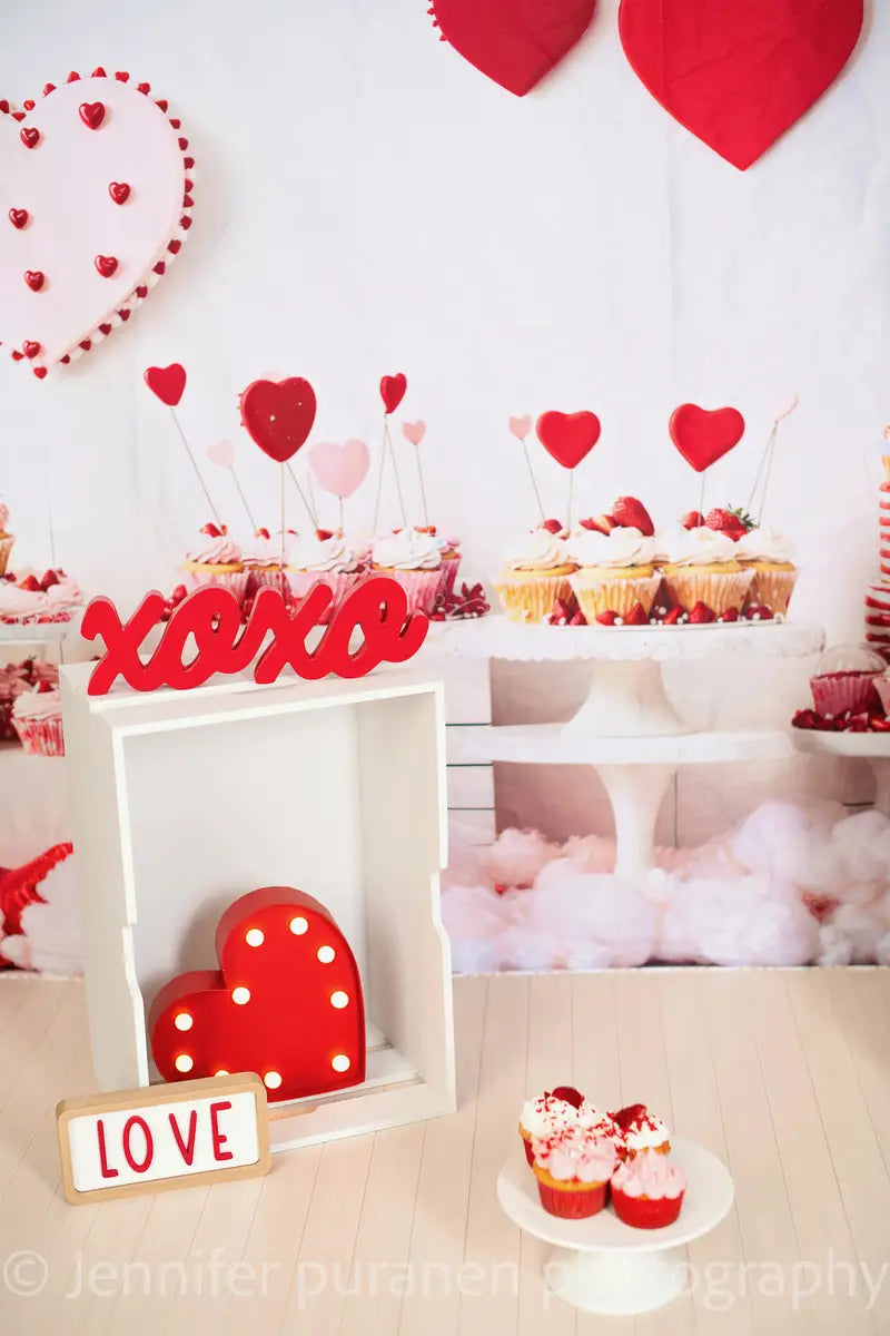 Valentine Hart Dessert Cupcake Foto Achtergrond Designed by Emetselch