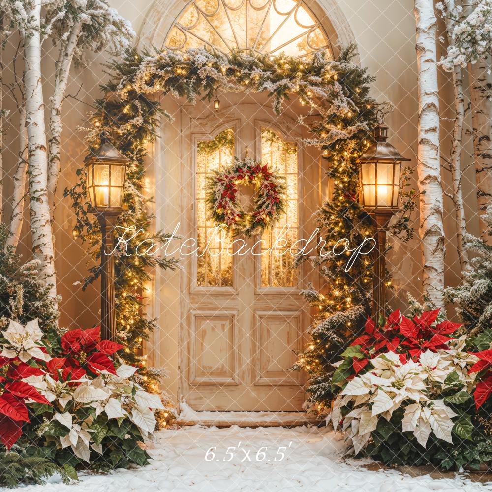 Kate Christmas Door Garland Poinsettia Tree Backdrop Designed by Emetselch