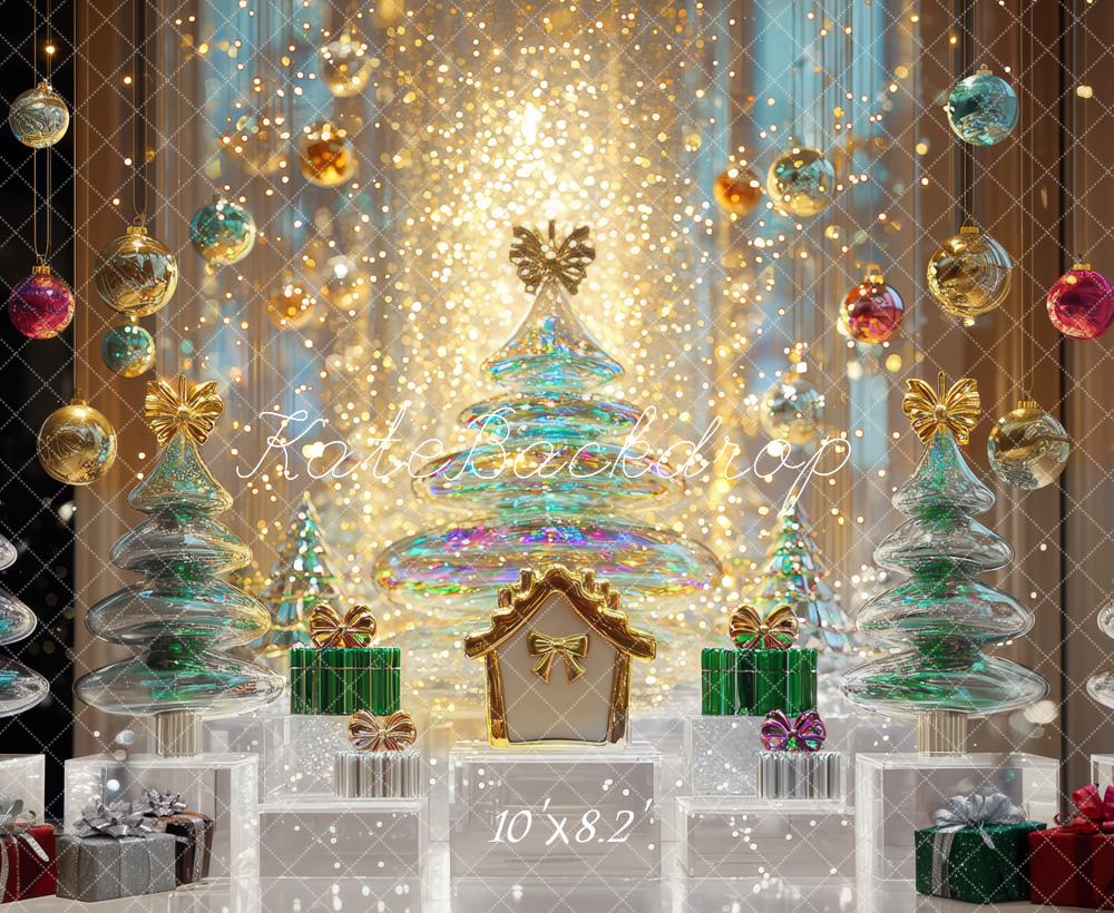Kate Christmas Luxury Sparkles Trees Gifts Ornaments Backdrop Designed by Mini MakeBelieve