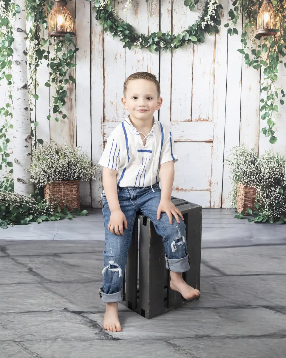 Fondo de puerta floral rústico de madera de primavera diseñado por Emetselch