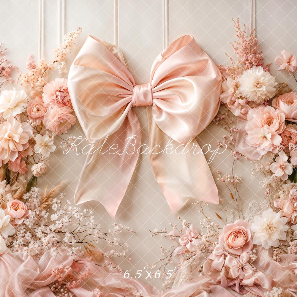 Kate Floral Arch Pink Big Bow Backdrop Designed by Emetselch