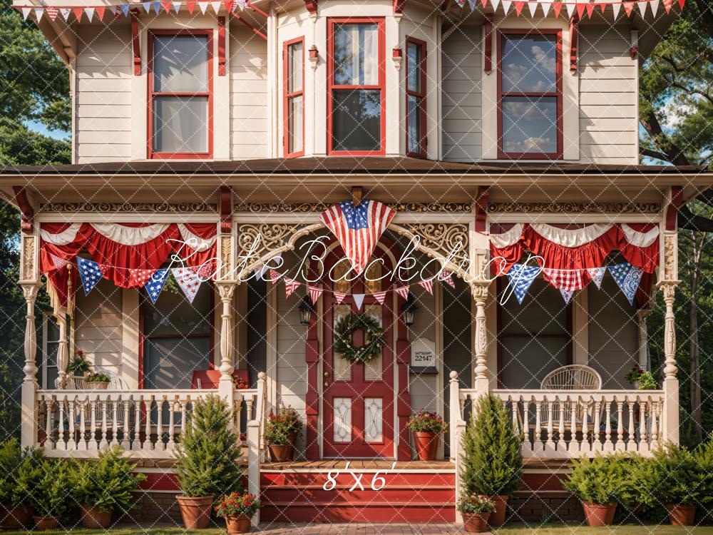 Kate Independence Day Patriotic House Flag Backdrop Designed by Emetselch