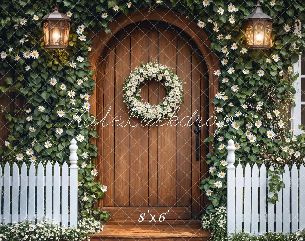 Kate Spring Ivy Floral Wood Door Wreath Backdrop Designed by Emetselch