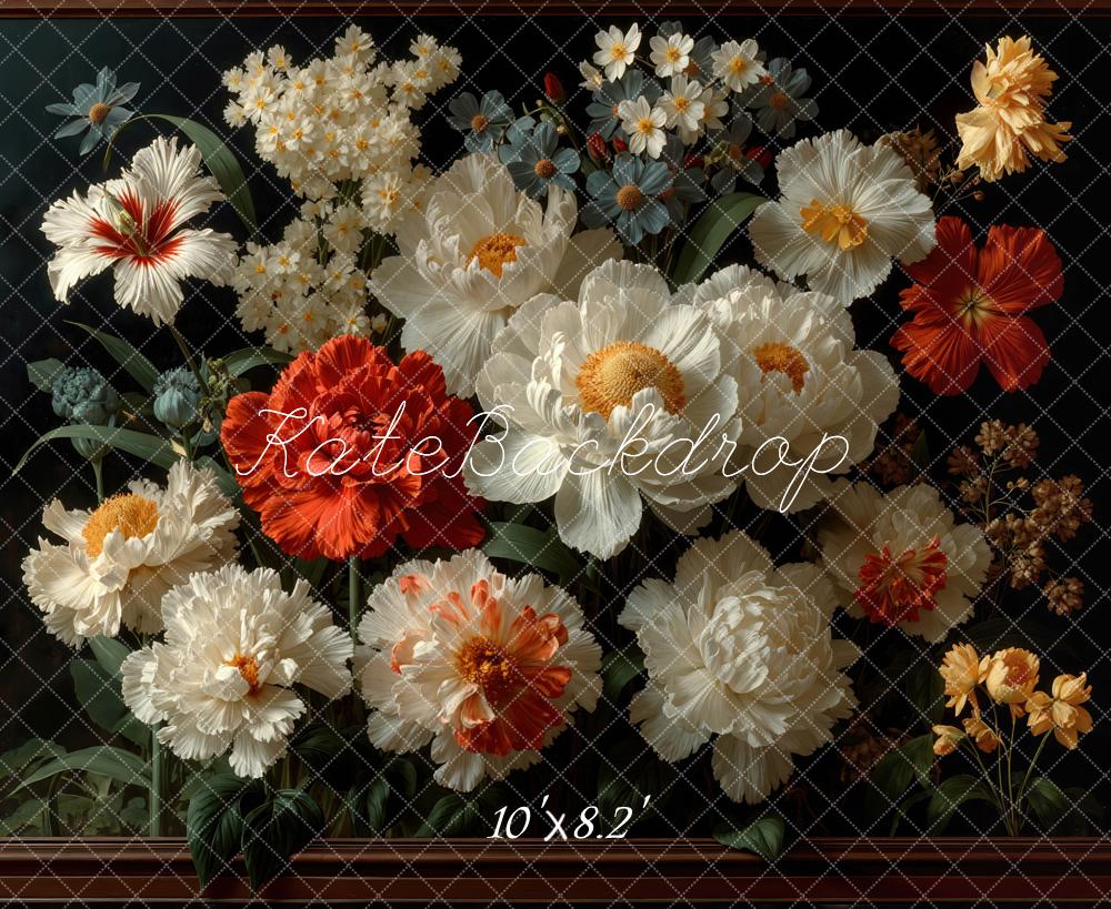 Kate Fine Art White Red Flowers Backdrop Designed by Mini MakeBelieve