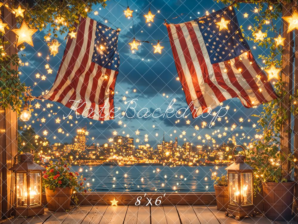 Kate Independence Day Flag Starry Night Printed Backdrop Designed by Emetselch
