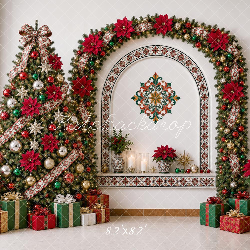 Kate Mexican Christmas Tree Garland Arch Mantel Gift Printed Backdrop Designed by Shutter Swan Studios