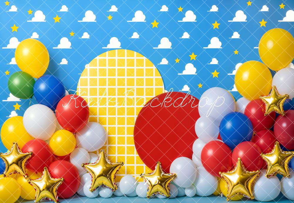 Kate Birthday Balloon Star Cloud Party Backdrop Designed by Emetselch